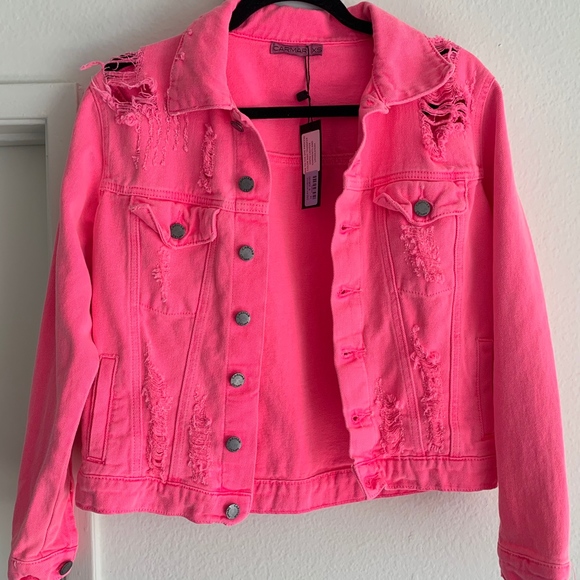 LF Jackets & Blazers - LF / Neon Pink Denim Jacket